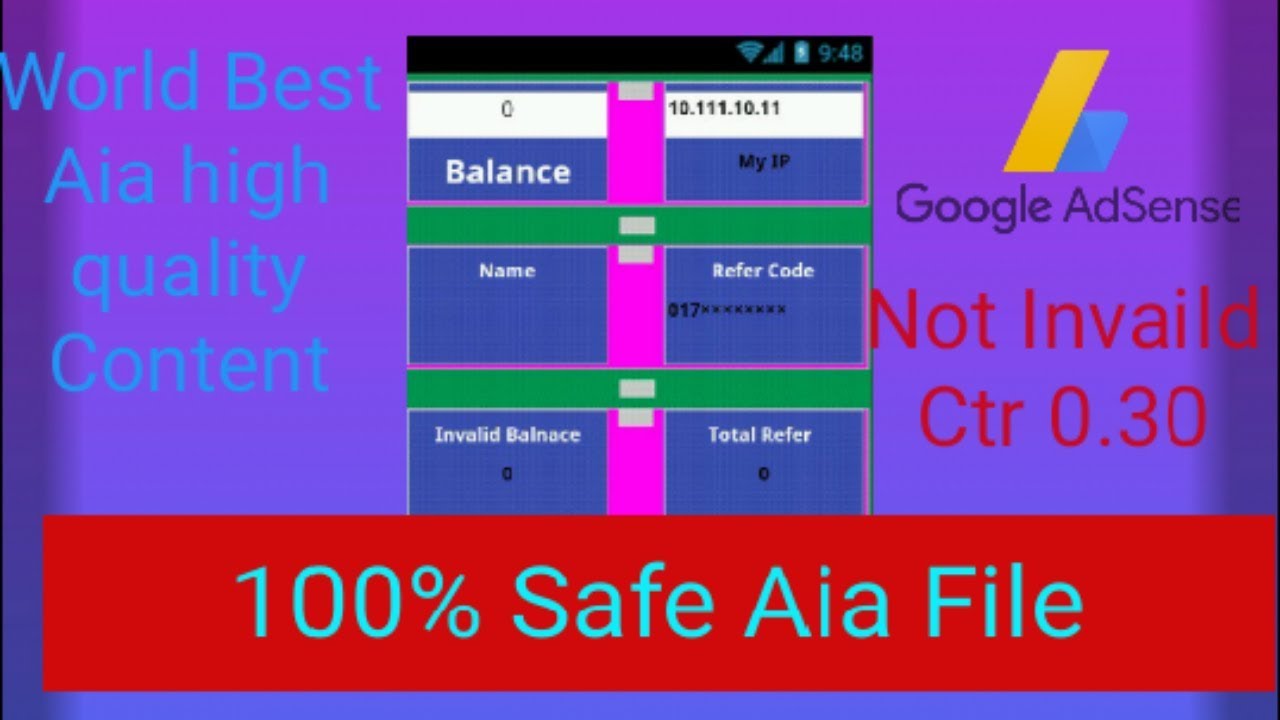 World Best Earning App aia file No Invaild Admob Adsense 💯 Safe - YouTube
