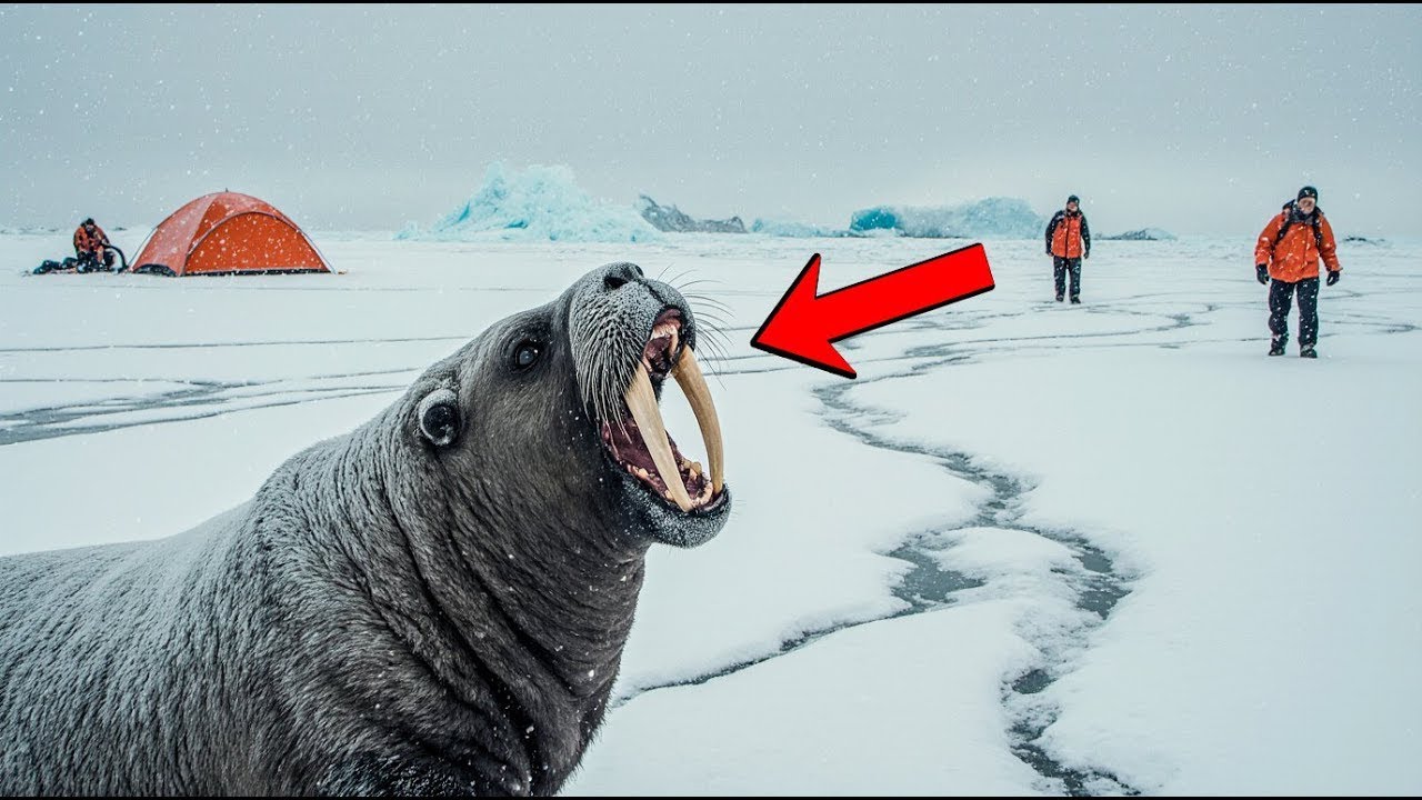 A Walrus Appeared Near the Ice Camp—The Team Backed Away Slowly