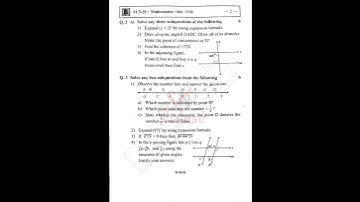 Std 8th B maths first unit test question sample paper 2025 maharashtra board #class #maths  #exam 
