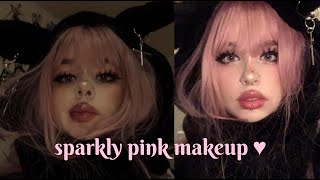 pink &amp; sparkly dolly makeup ♡