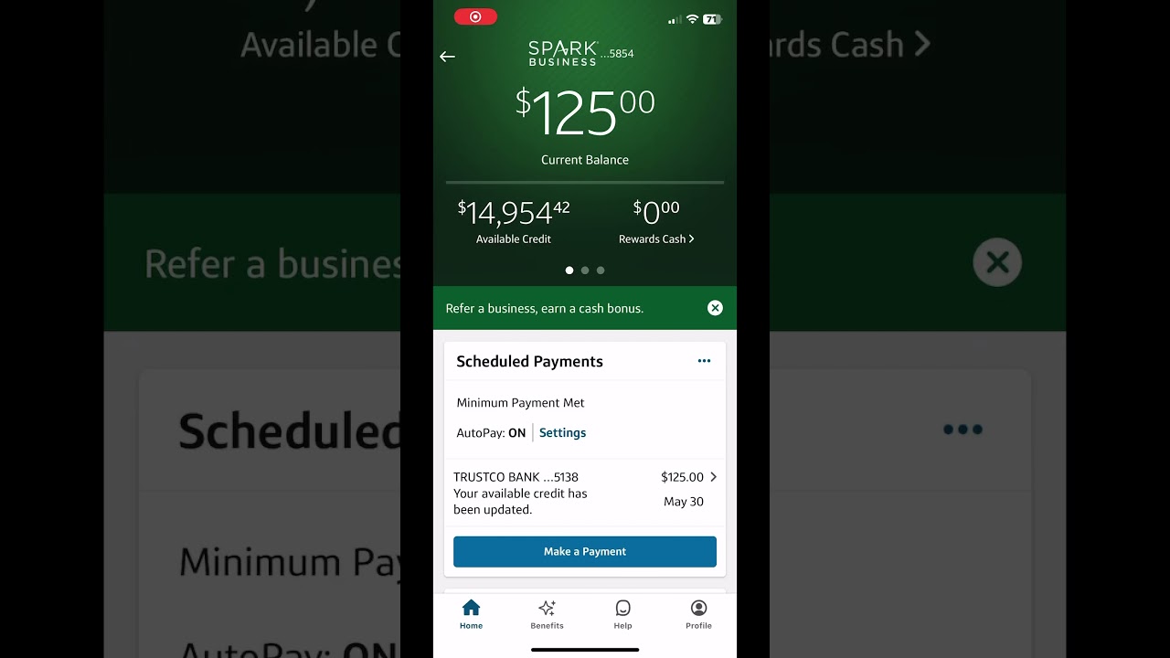 $15,000 Credit Limit Trust Proof