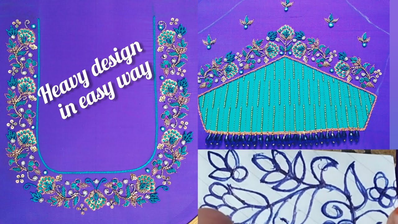 Grand aari work design in easy way || How to attach another cloth 