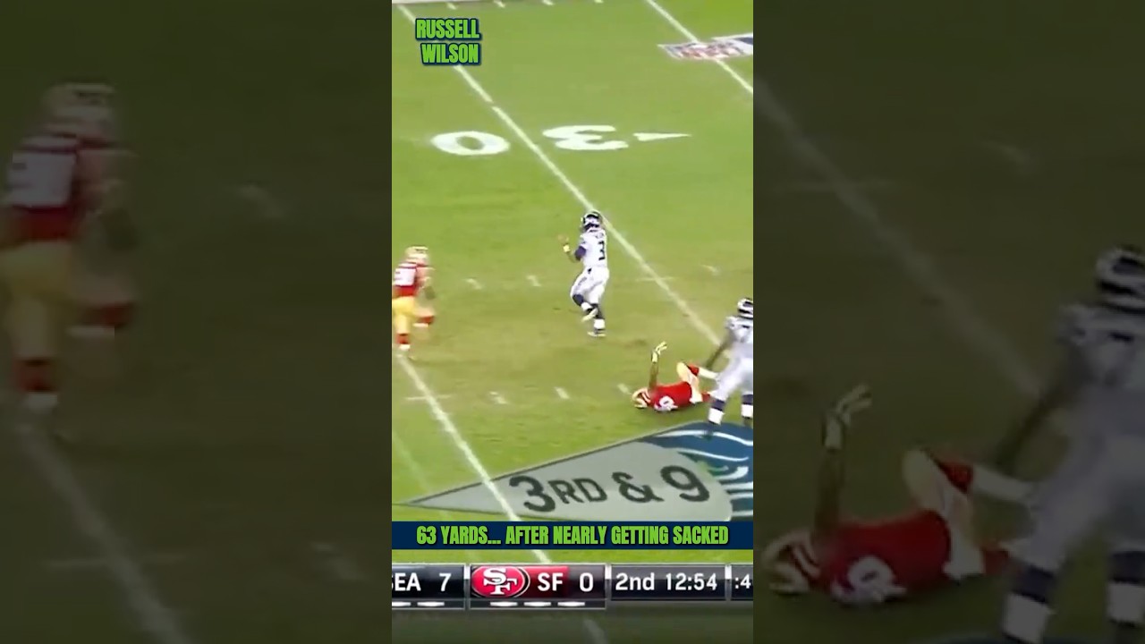 Russell Wilson Escapes the Blitz and Drops a DIME