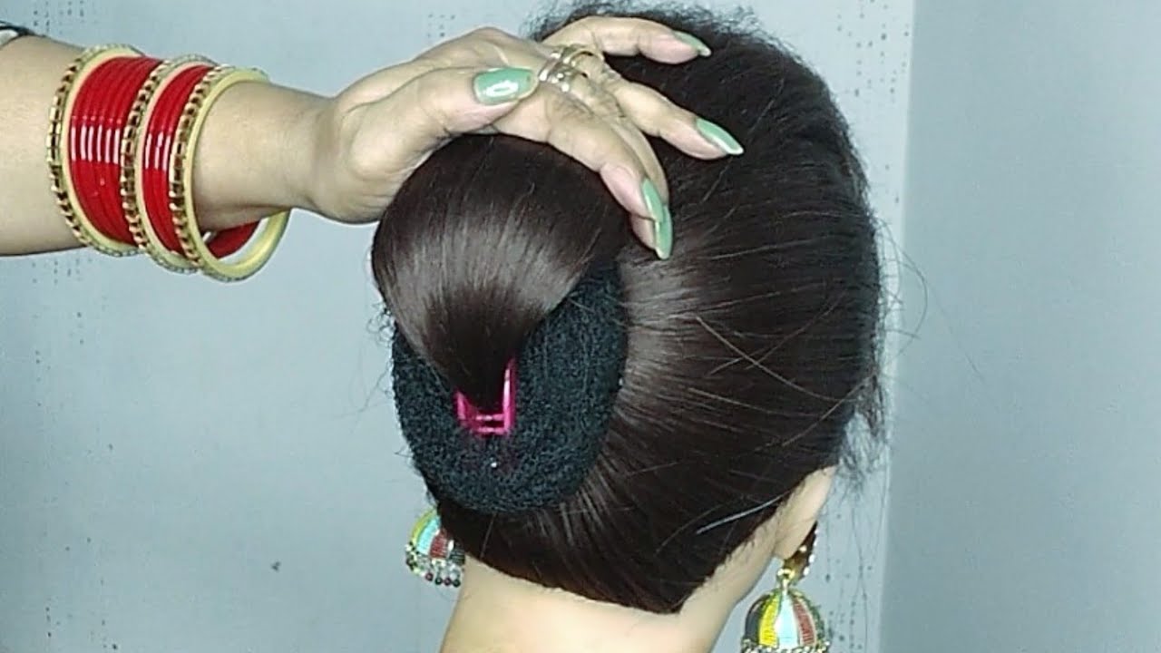 Cute Easy Bun Hairstyle With बनाना क्लिप_ Unique Hairstyle F Girls _Amazing Bun Hairstyle F Longhair