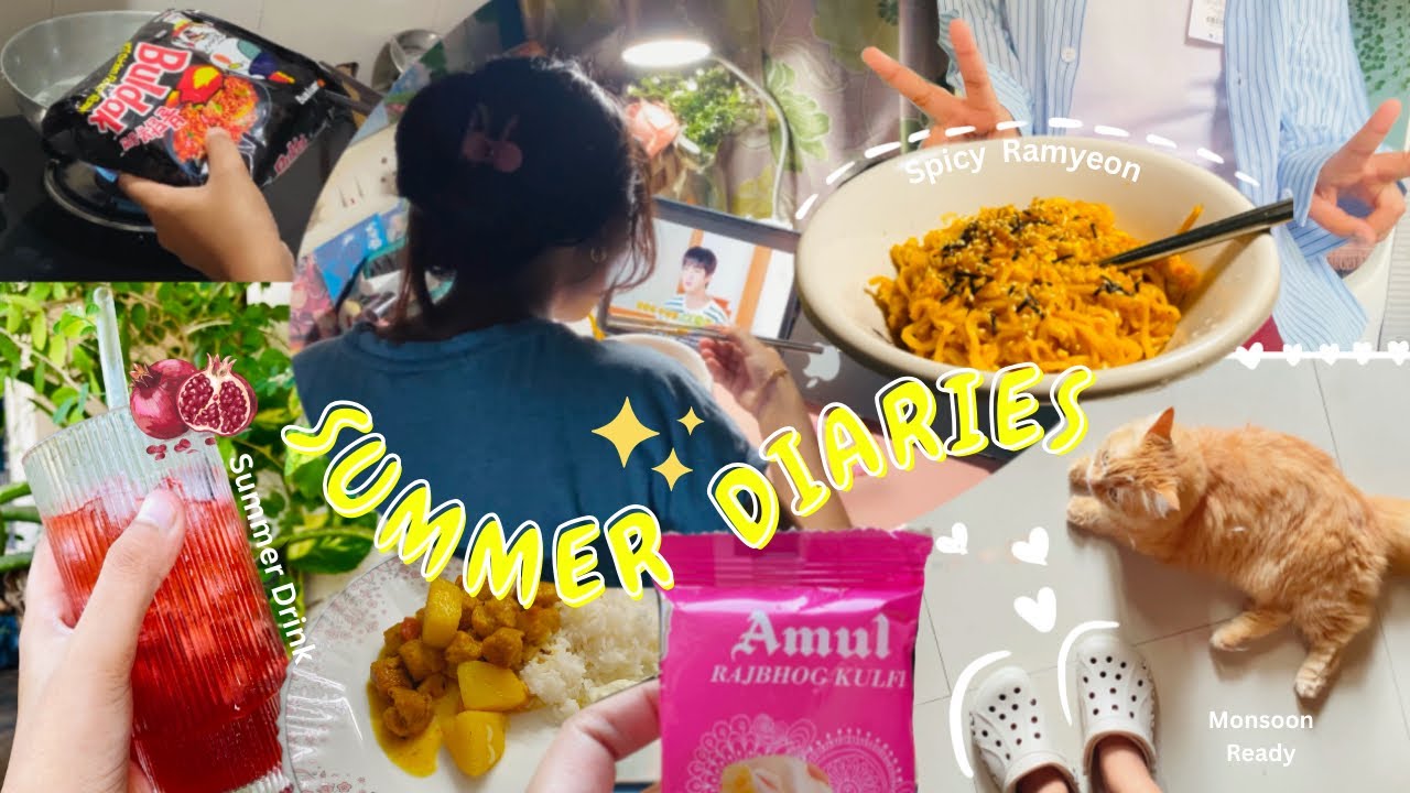 Lazy Day in My Life 🎐| Aesthetic vlog Indian 🇮🇳🌻| Ramyeon at Midnight, lots of eating and more