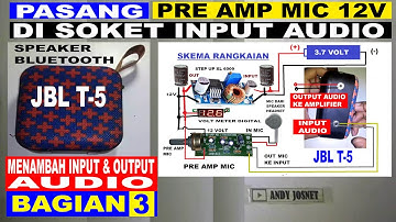 Pasang preamp mic di soket input audio speaker bluetooth JBL T5 yang terpasang input & output audio