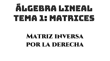 matriz inversa por la derecha inversa lateral || álgebra lineal tema 1 matrices ejemplo 14