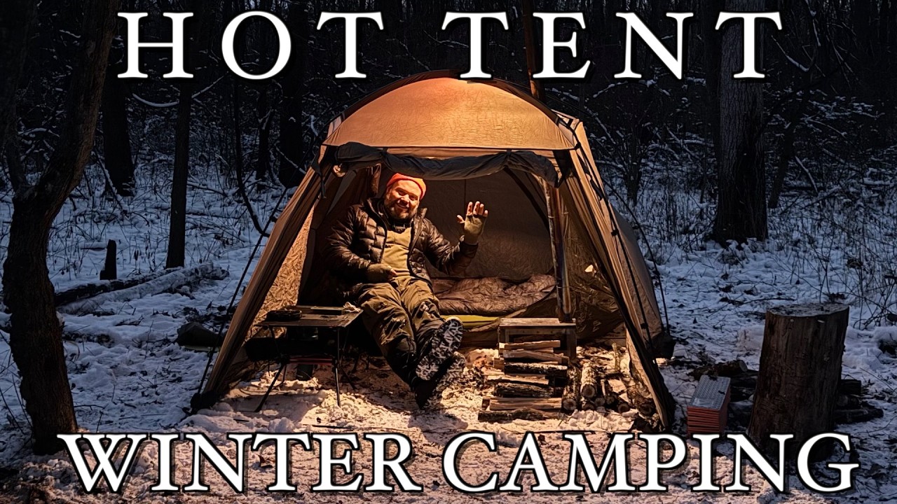 Winter Camping in a Hot Tent in Snow and Freezing Temps