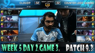 C9 vs CLG | Game 3 W5D2 LCS 2019 Spring | Cloud 9 vs CLG - Patch 9.3