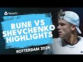 Holger rune vs alexander shevchenko highlights  rotterdam 2024