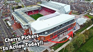 Cladding Coming Down, Anfield Road Stand Expansion