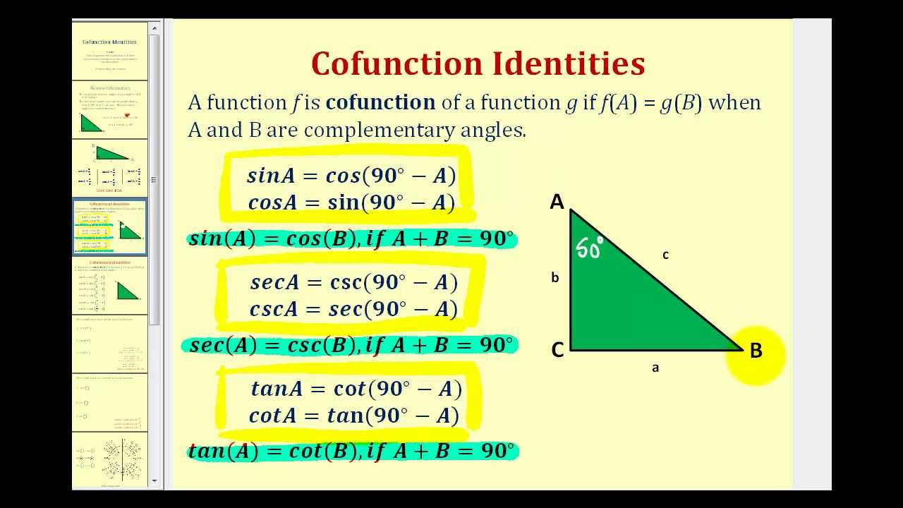 How to Use the Sine or Cosine of Complementary Angles in a Word