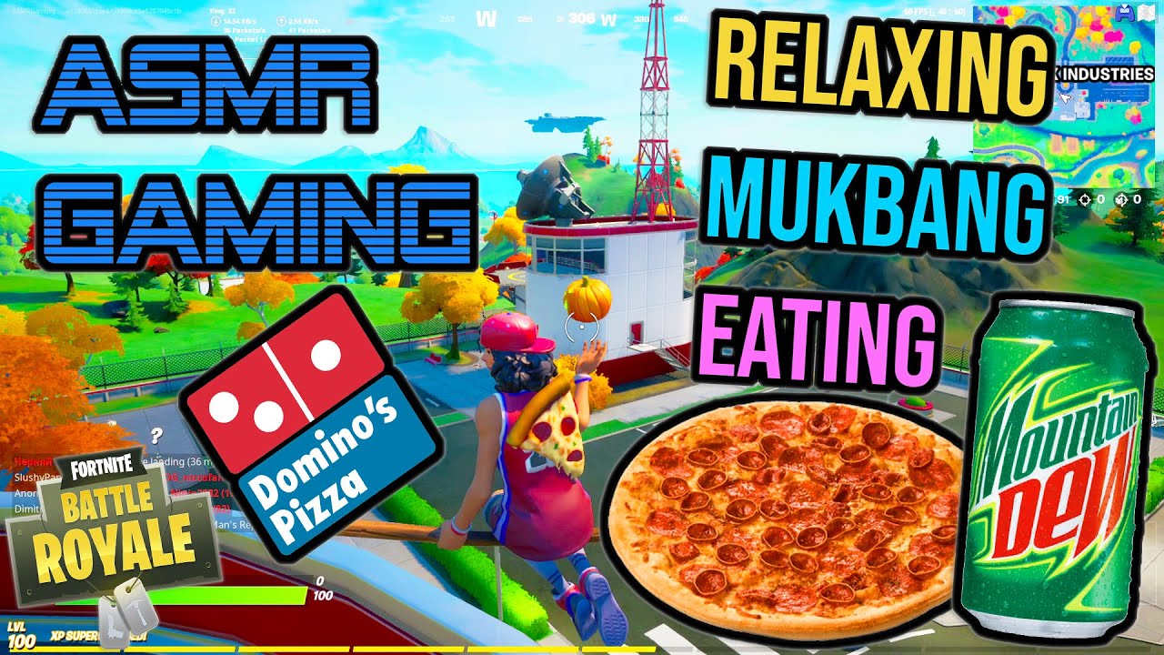 ASMR Gaming 🍕 Fortnite Domino's Pizza Mukbang Eating MTN Dew Spectating 먹방 🎮🎧 Relaxing Whispering 😴💤