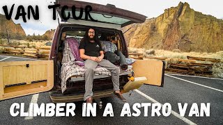 Climber Travels in Converted Astro Van with Dog and Cat