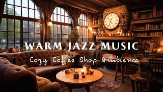 Cozy Coffee Shop Ambience ☕ Warm Jazz Music & Crackling Fireplace for Study, Focus, Work