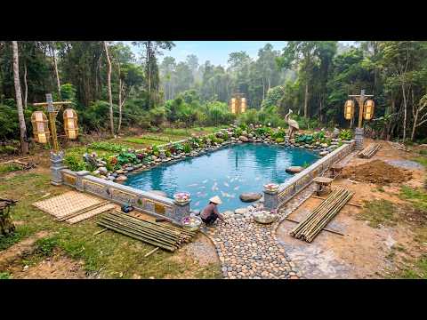 Una Chica Construye un Estanque de Peces Millonario en su Granja del Bosque