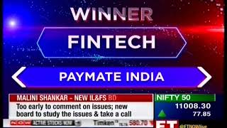 PayMate accepting fintech award at ET Now Leaders Of Tomorrow Awards 2018