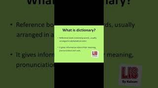 Basic terms : What is dictionary? #library #science #libraryscience #lis by kulsum.