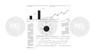 Analytical dashboard with charts and diagrams outline 2D object doodle animation