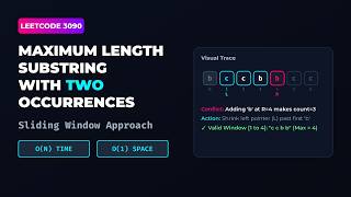 3090 Maximum Length Substring With Two Occurrences Brute Force to Optimal Sliding Window