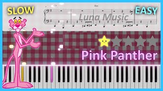 THE PINK PANTHER THEME │ Easy Piano Tutorial ⭐☆☆☆☆