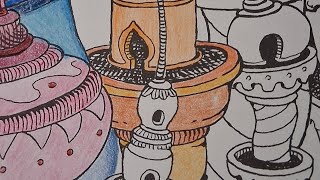 Late Night Coloring in the Dr Seuss coloring book with Prismacolor Purple Colored Pencils