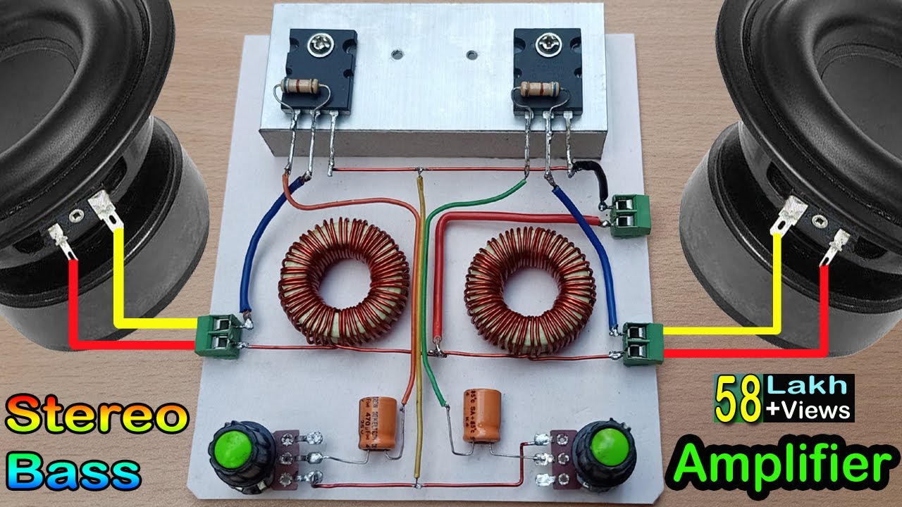 Simple Homemade Powerful Stereo Heavy Bass Amplifier  How to Make Amplifier withTransistor 2SC5200