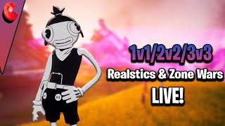 (EU) 🔴1v1/2v2/3v3 Realistics & ZoneWars LIVE 🔴 (FORTNITE BATTLE ROYALE)