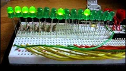 16 LEDs driven by two 8-bit shift registers