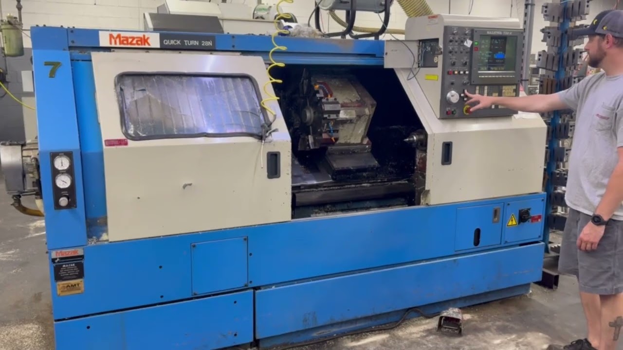Mazak QT28N CNC Lathe, S/N 106025 - YouTube
