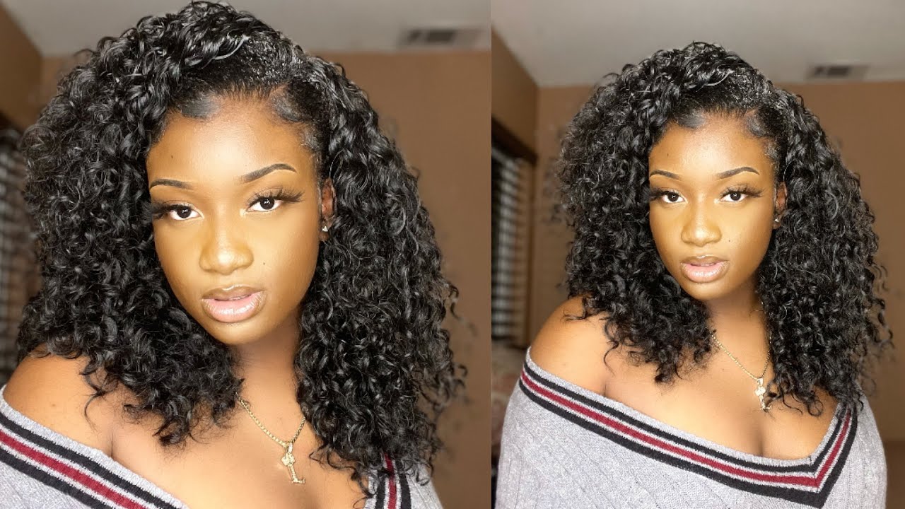 NO HEAT CURLY QUICK WEAVE 4C HAIR | Outre Bahamas Half Wig | laurensimonee
