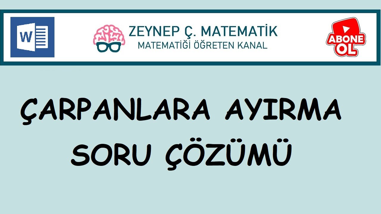 SINAV KAZANDIRAN SORULAR -ÇARPANLARA AYIRMA SORU ÇÖZÜMÜ-KPSS,TYT,ALES,DGS