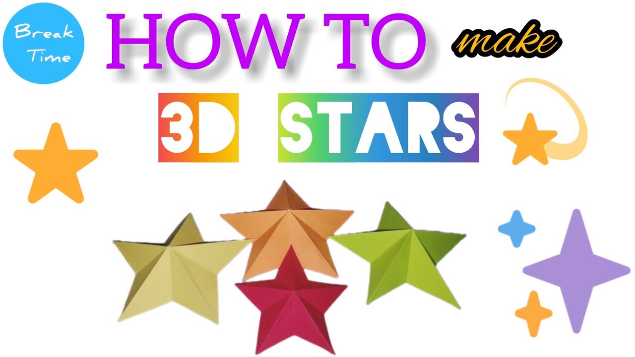 HOW TO make 3D STARS PAPER FOLDING CRAFT EASY learning for ALL