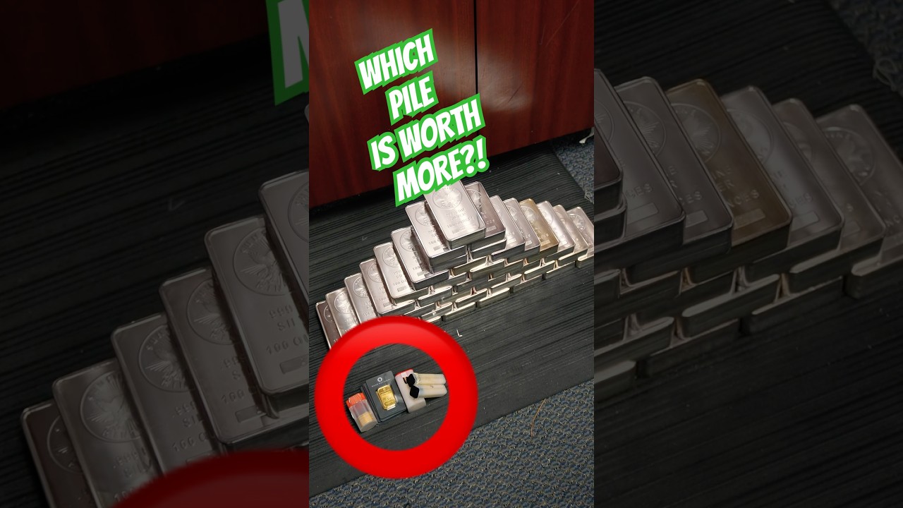 WHICH PILE IS WORTH MORE?!👀😳#gold #silver #bullion