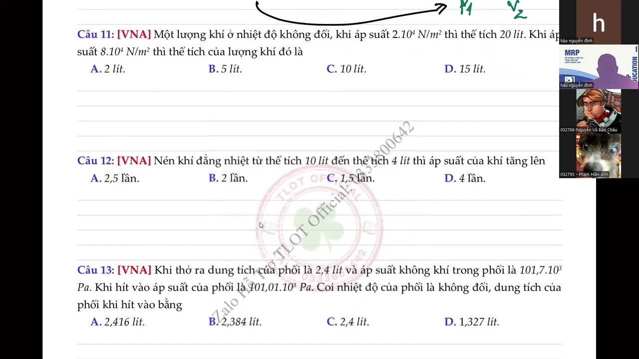 Lý 12 - Ôn tập định luật Boyle