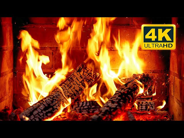 🔥 Fireplace 4K UHD! Fireplace with Crackling Fire Sounds. Fireplace Burning for Home class=