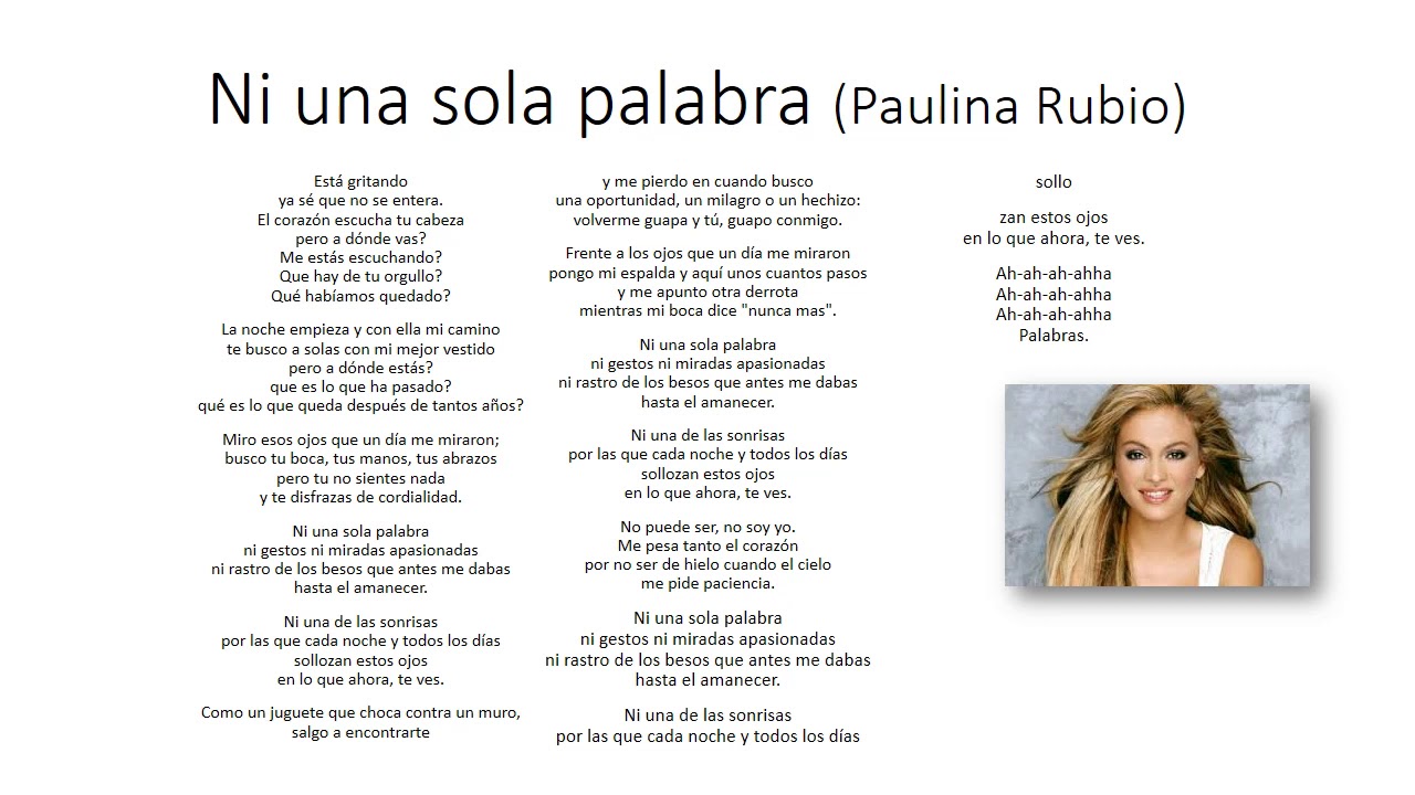 Ni una sóla palabra, Paulina Rubio - YouTube
