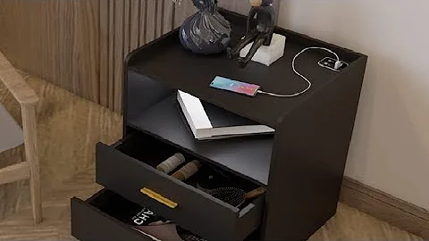 dnbss Black Nightstand with Charging Station Review, The built in light feature is a plus