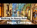 Walking in heavy rain prague czech republic  rain ambience 4k