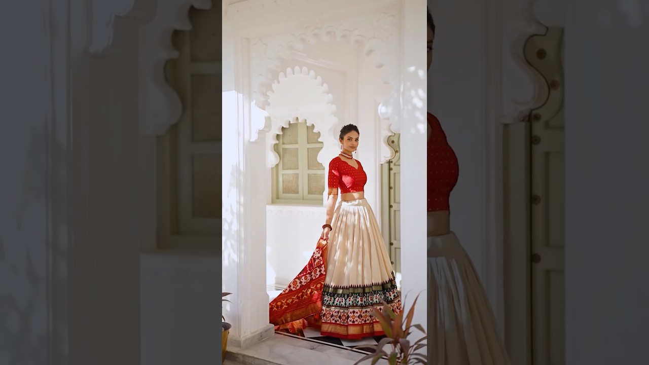 Beige Tussar Silk Lehenga