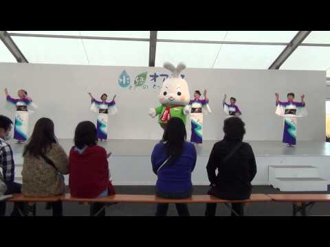 【第30回全国都市緑化とっとりフェア】やずぴょんが八頭町ＰＲ隊と八頭町音頭を踊る