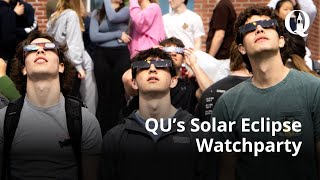 Students gather at QU to witness the partial solar eclipse