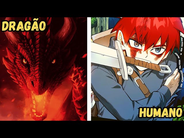 Um anime e dragão em vermelho