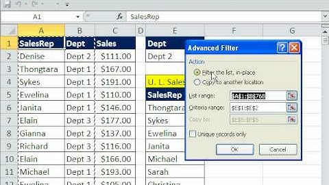 Excel Magic Trick 581: Unique List With Criteria Using Advanced Filter