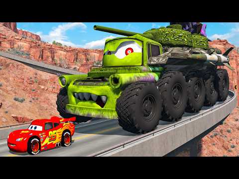 Giant MONSTER TANK Mater Eater VS Cars Lightning McQueen Escape Monster Beamng Drive #11