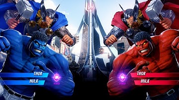 Thor & Blue Hulk vs Thor & Red Hulk (Very Hard) - Marvel vs Capcom | 4K UHD Gameplay