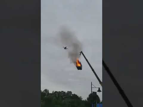 Aerones, the firefighter drones in action - UAV extinguishing fire