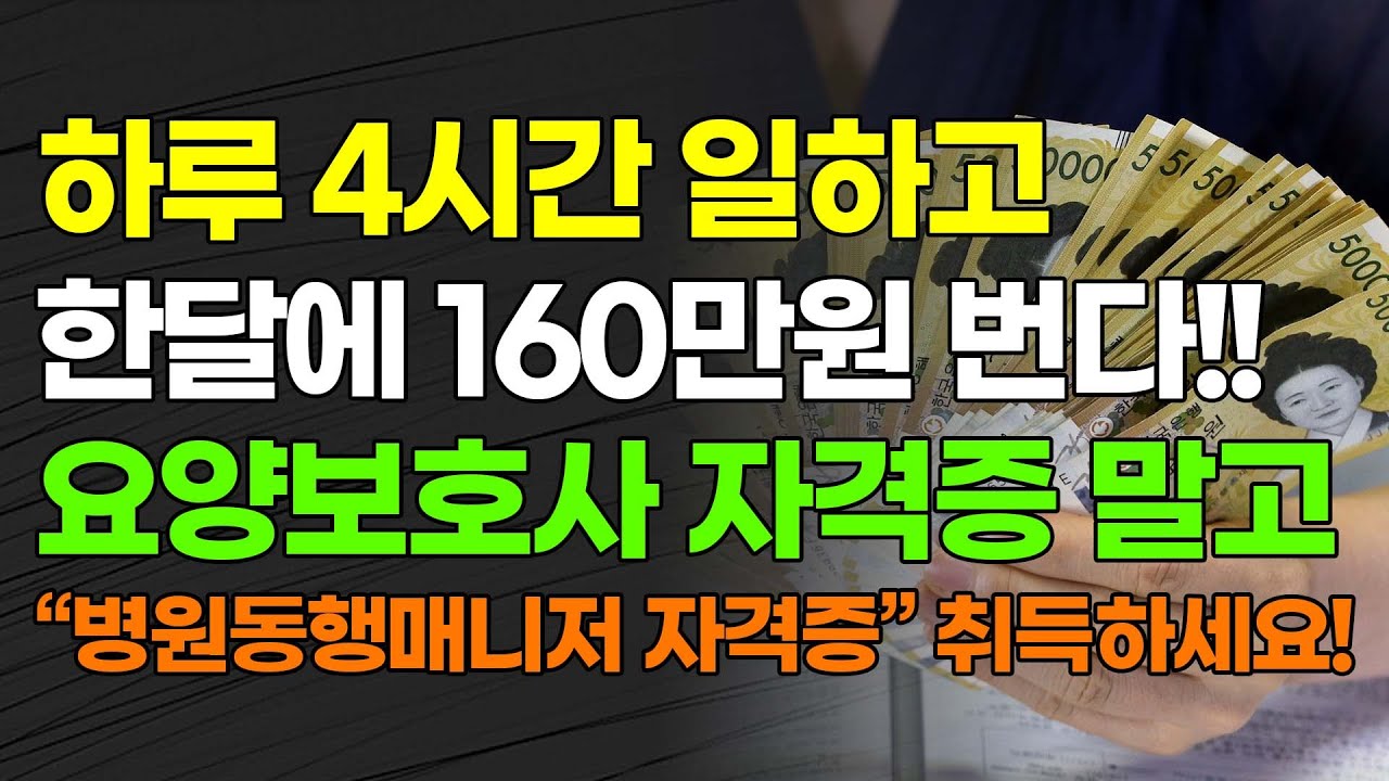 하루 4시간 일하고 한달에 160만원 번다!! 요양보호사 자격증 말고 "병원동행매니저 자격증" 취득하세요!