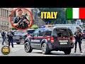 Italy heavily armed carabinieri shut down the street