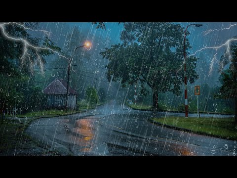 Trueno y lluvia en la carretera - ruido blanco para mejorar el insomnio Lluvia relajante para dormir